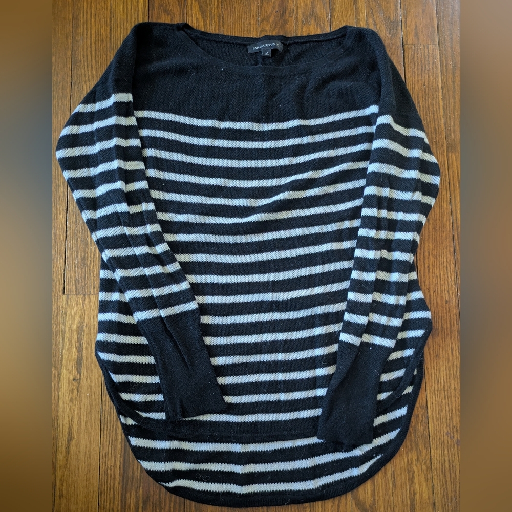 Banana Republic Striped Hi Low Wool Knit Sweater M